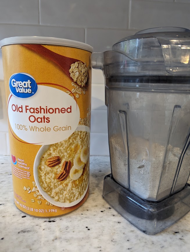 Old fashioned oats and vitamix with homemade oat flour