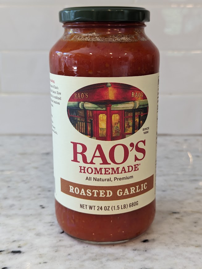 Jar of Rao's Homemade Roasted Garlic pasta sauce