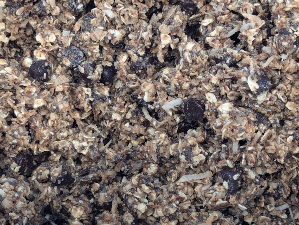 Zoomed in look at energy ball mixture