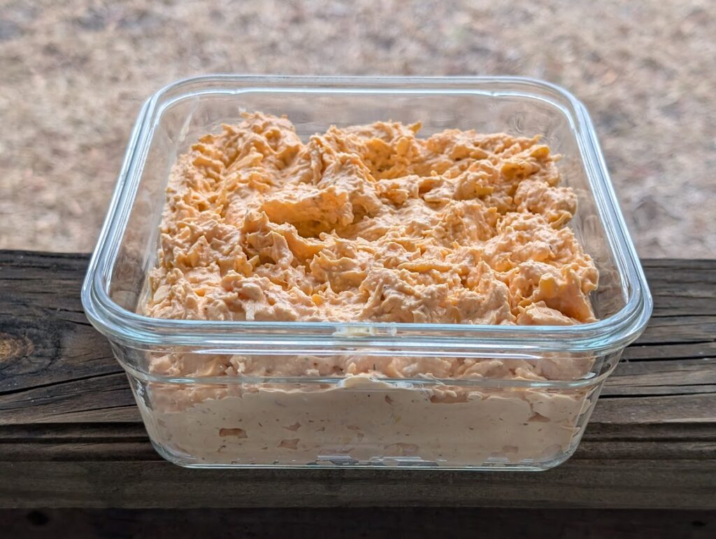 High Protein Buffalo Chicken Dip ready to bake