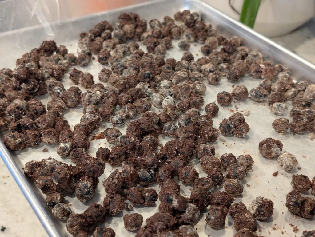 The Healthy Muddy Buddy Recipe spread out on wax paper to dry