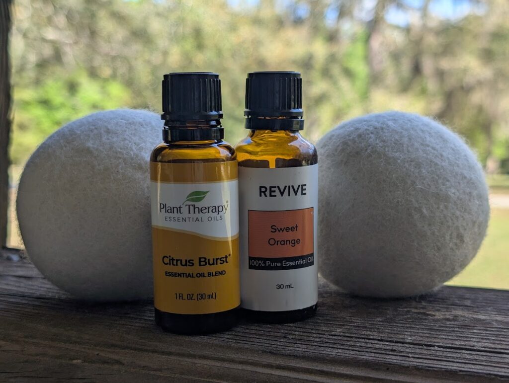 Wool dryer balls and essential oils are a good natural detergent and softener to make laundry smell great