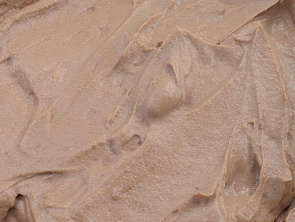 Zoomed in picture of chocolate flavored yogurt
