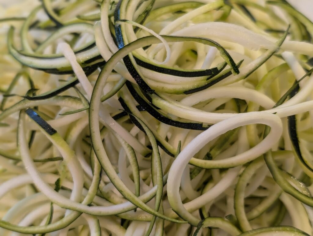 Zucchini noodles made with spiralizer