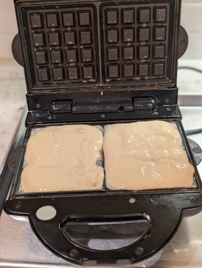 Batter for Easy High Protein Waffles Cooking in Waffle Maker